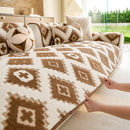 18 of 32:Cozy Thickened Sherpa Sofa Protector, Geometric Non-Slip Couch Cover for Pets & Kids 