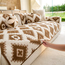 19 of 32:Cozy Thickened Sherpa Sofa Protector, Geometric Non-Slip Couch Cover for Pets & Kids 