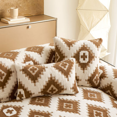 10 of 32:Cozy Thickened Sherpa Sofa Protector, Geometric Non-Slip Couch Cover for Pets & Kids 
