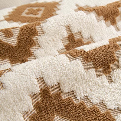 11 of 32:Cozy Thickened Sherpa Sofa Protector, Geometric Non-Slip Couch Cover for Pets & Kids 