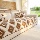 17 of 32:Cozy Thickened Sherpa Sofa Protector, Geometric Non-Slip Couch Cover for Pets & Kids 