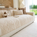 9 of 33:Thickened Plush Sofa Cover, Textured Geometric Couch Protector with Non-Slip Backing 