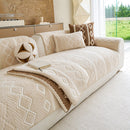 23 of 33:Thickened Plush Sofa Cover, Textured Geometric Couch Protector with Non-Slip Backing 