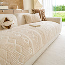 21 of 33:Thickened Plush Sofa Cover, Textured Geometric Couch Protector with Non-Slip Backing 