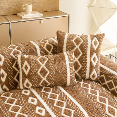 33 of 33:Thickened Plush Sofa Cover, Textured Geometric Couch Protector with Non-Slip Backing 