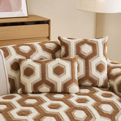 29 of 30:Sherpa Fleece Geometric Sofa Cover, Non-Slip Warm Couch Protector for Pets & Kids 