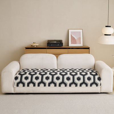 25 of 30:Sherpa Fleece Geometric Sofa Cover, Non-Slip Warm Couch Protector for Pets & Kids 