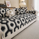 9 of 30:Sherpa Fleece Geometric Sofa Cover, Non-Slip Warm Couch Protector for Pets & Kids 