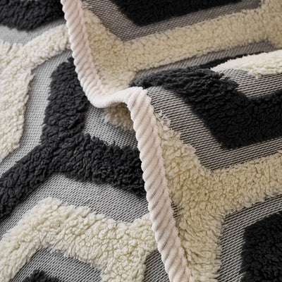 12 of 30:Sherpa Fleece Geometric Sofa Cover, Non-Slip Warm Couch Protector for Pets & Kids 