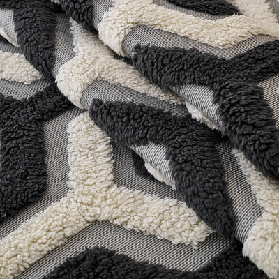 14 of 30:Sherpa Fleece Geometric Sofa Cover, Non-Slip Warm Couch Protector for Pets & Kids 