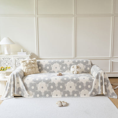 27 of 28:Plush Floral Sofa Throw Cover, Thick Soft Couch Protector Throw Couch for Dogs, Kids 