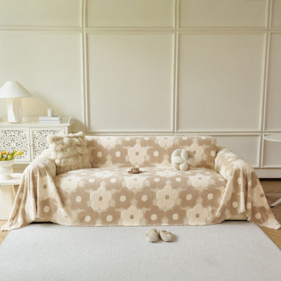 4 of 28:Plush Floral Sofa Throw Cover, Thick Soft Couch Protector Throw Couch for Dogs, Kids 