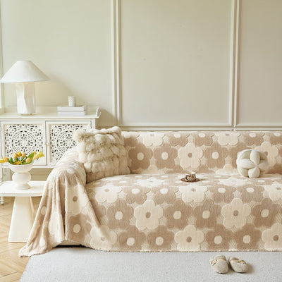 26 of 28:Plush Floral Sofa Throw Cover, Thick Soft Couch Protector Throw Couch for Dogs, Kids 