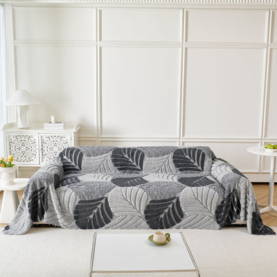 28 of 29:Plush Fleece Leaf Pattern Sofa Throw Cover, Soft Couch Protector Couch Cover Blanket 