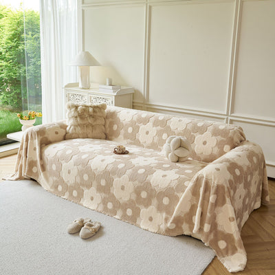 6 of 28:Plush Floral Sofa Throw Cover, Thick Soft Couch Protector Throw Couch for Dogs, Kids 