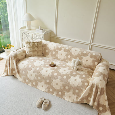 25 of 28:Plush Floral Sofa Throw Cover, Thick Soft Couch Protector Throw Couch for Dogs, Kids 