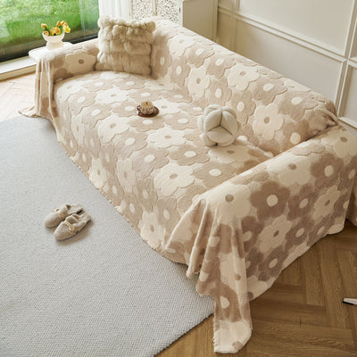 7 of 28:Plush Floral Sofa Throw Cover, Thick Soft Couch Protector Throw Couch for Dogs, Kids 