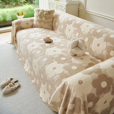 24 of 28:Plush Floral Sofa Throw Cover, Thick Soft Couch Protector Throw Couch for Dogs, Kids 