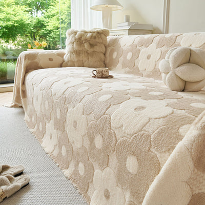 23 of 28:Plush Floral Sofa Throw Cover, Thick Soft Couch Protector Throw Couch for Dogs, Kids 