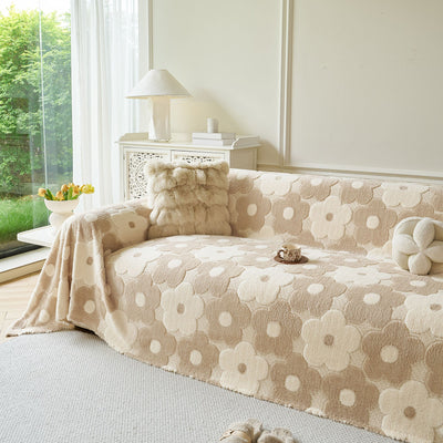 21 of 28:Plush Floral Sofa Throw Cover, Thick Soft Couch Protector Throw Couch for Dogs, Kids 