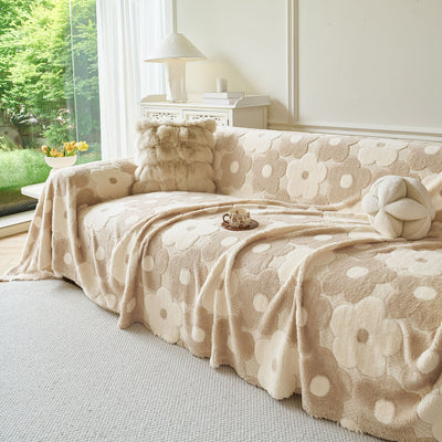 18 of 28:Plush Floral Sofa Throw Cover, Thick Soft Couch Protector Throw Couch for Dogs, Kids 