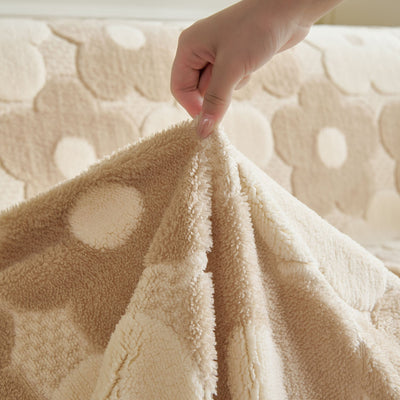 11 of 28:Plush Floral Sofa Throw Cover, Thick Soft Couch Protector Throw Couch for Dogs, Kids 