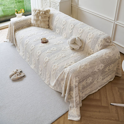 6 of 28:Floral Plush Fleece Sofa Throw Cover, Soft Warm Couch Protector Slip Cover for Couch 