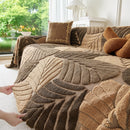11 of 29:Plush Fleece Leaf Pattern Sofa Throw Cover, Soft Couch Protector Couch Cover Blanket 