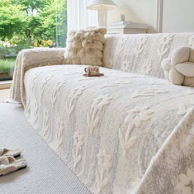 22 of 28:Floral Plush Fleece Sofa Throw Cover, Soft Warm Couch Protector Slip Cover for Couch 