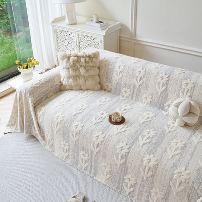 19 of 28:Floral Plush Fleece Sofa Throw Cover, Soft Warm Couch Protector Slip Cover for Couch 