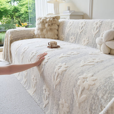 10 of 28:Floral Plush Fleece Sofa Throw Cover, Soft Warm Couch Protector Slip Cover for Couch 