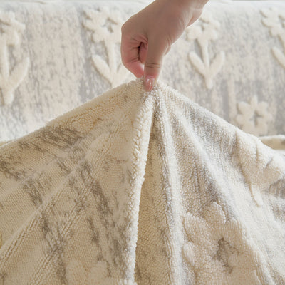 13 of 28:Floral Plush Fleece Sofa Throw Cover, Soft Warm Couch Protector Slip Cover for Couch 