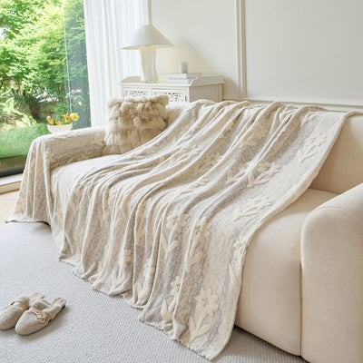 17 of 28:Floral Plush Fleece Sofa Throw Cover, Soft Warm Couch Protector Slip Cover for Couch 