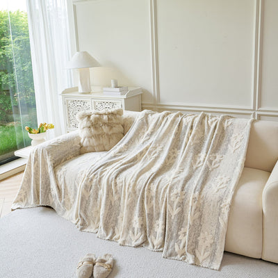 18 of 28:Floral Plush Fleece Sofa Throw Cover, Soft Warm Couch Protector Slip Cover for Couch 