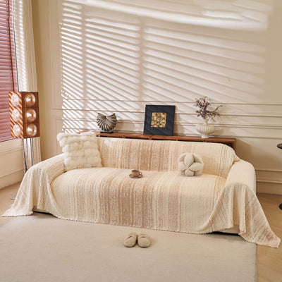 26 of 31:Abstract Textured Plush Sofa Throw Cover, Soft Cozy Couch Protector for Living Room 