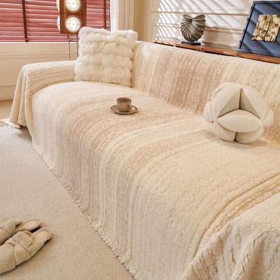 6 of 31:Abstract Textured Plush Sofa Throw Cover, Soft Cozy Couch Protector for Living Room 