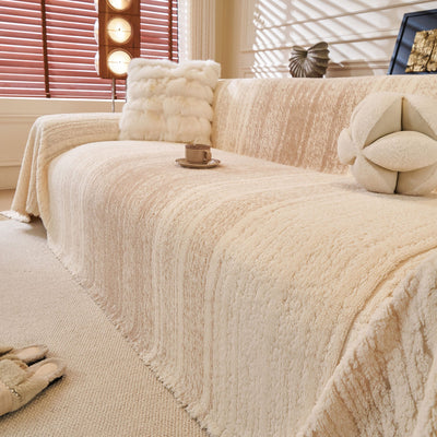 7 of 31:Abstract Textured Plush Sofa Throw Cover, Soft Cozy Couch Protector for Living Room 