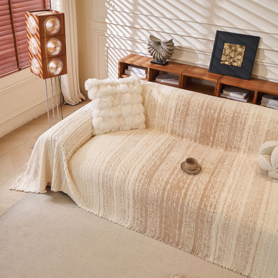 21 of 31:Abstract Textured Plush Sofa Throw Cover, Soft Cozy Couch Protector for Living Room 