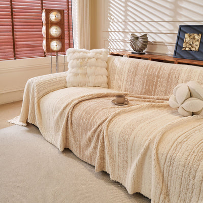 19 of 31:Abstract Textured Plush Sofa Throw Cover, Soft Cozy Couch Protector for Living Room 