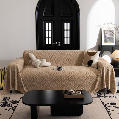 48 of 89:Winter Soft Plush Fleece Sofa Blanket Leaves Jacquard Couch Covers for Couches 