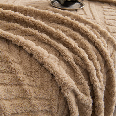 51 of 89:Winter Soft Plush Fleece Sofa Blanket Leaves Jacquard Couch Covers for Couches 