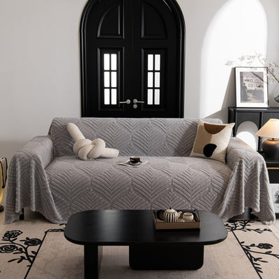 69 of 89:Winter Soft Plush Fleece Sofa Blanket Leaves Jacquard Couch Covers for Couches 