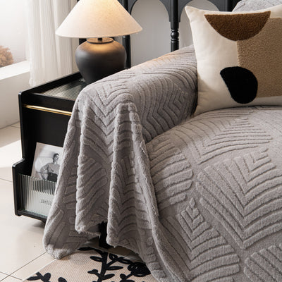 84 of 89:Winter Soft Plush Fleece Sofa Blanket Leaves Jacquard Couch Covers for Couches 