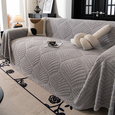 80 of 89:Winter Soft Plush Fleece Sofa Blanket Leaves Jacquard Couch Covers for Couches 