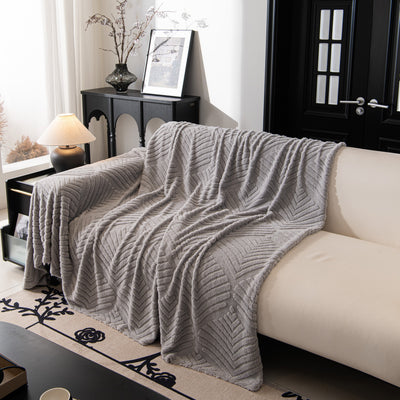 77 of 89:Winter Soft Plush Fleece Sofa Blanket Leaves Jacquard Couch Covers for Couches 