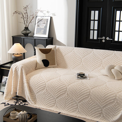 20 of 89:Winter Soft Plush Fleece Sofa Blanket Leaves Jacquard Couch Covers for Couches 