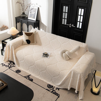 21 of 89:Winter Soft Plush Fleece Sofa Blanket Leaves Jacquard Couch Covers for Couches 