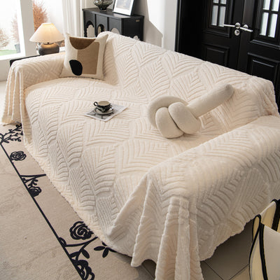 22 of 89:Winter Soft Plush Fleece Sofa Blanket Leaves Jacquard Couch Covers for Couches 