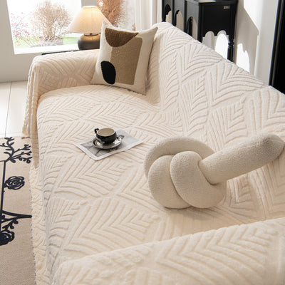 11 of 89:Winter Soft Plush Fleece Sofa Blanket Leaves Jacquard Couch Covers for Couches 