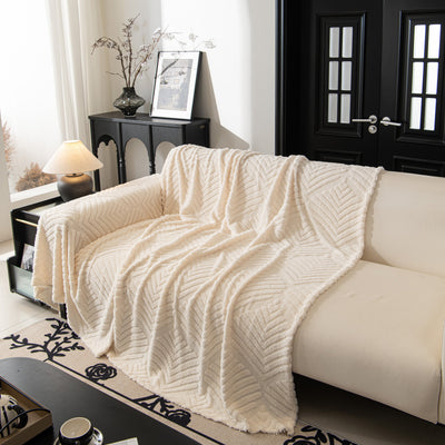 3 of 89:Winter Soft Plush Fleece Sofa Blanket Leaves Jacquard Couch Covers for Couches 